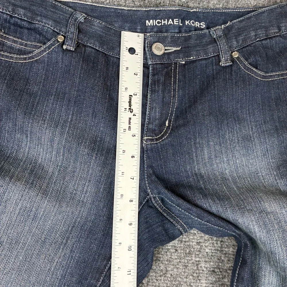 Michael Kors Womens Size 4 30x32 Dark Wash Rhinestone Logo Bootcut Jeans